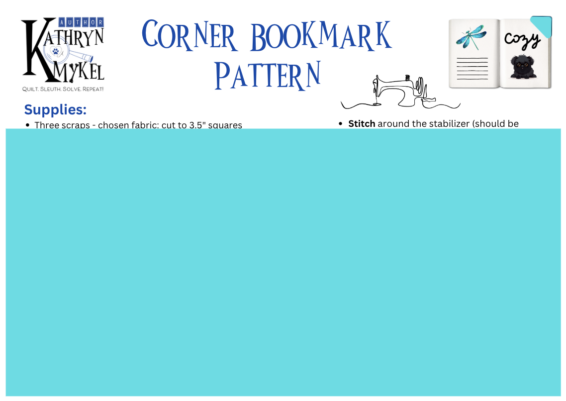 PATTERN: Fabric Corner Bookmark Postcard Pattern